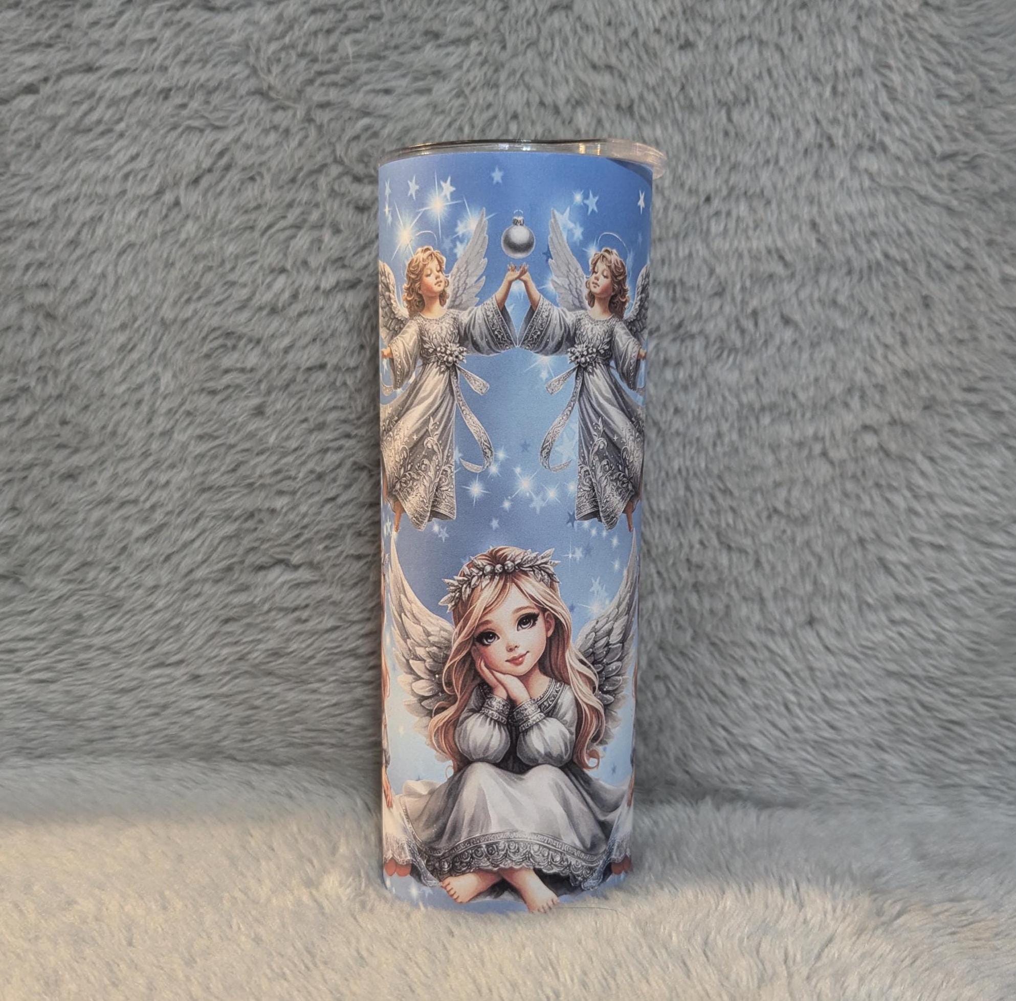 Christmas Angel Tumbler 20oz With Reusable Straw, Can Be Personalized
