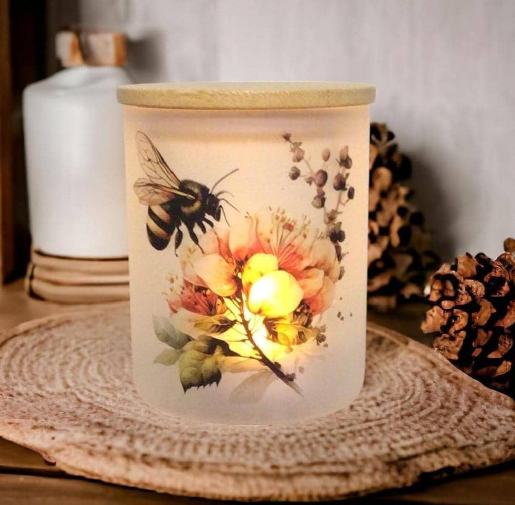 Bee Candle Holder With A Battery Operated Flickering Tea Light