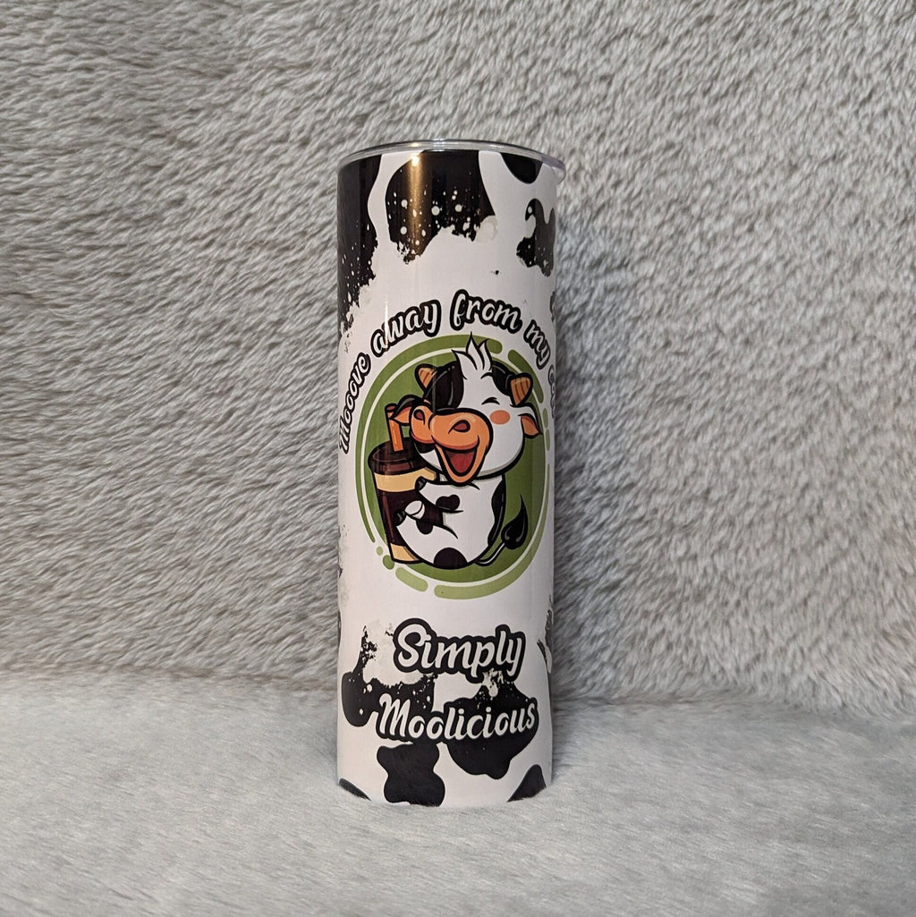 Cow Coffee Tumbler, Mooove away from my coffee Simply Moolicious Cow Tumbler 20oz With Reusable Straw
