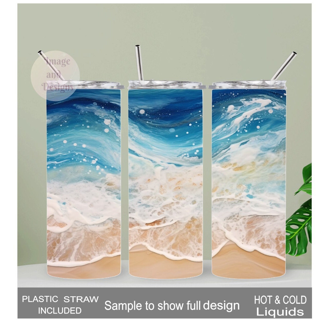 Personalized Beach Tumbler 20oz With Reusable Straw, Can Be Personalized