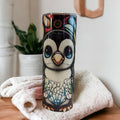 Penguin Tumbler With a Stained Glass Design 20oz With Reusable Straw, Can Be Personalized