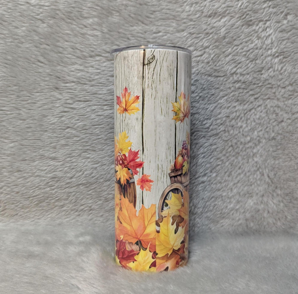 Squirrel Tumbler with Autumn Leaves 20oz With Reusable Straw, Can Be Personalized