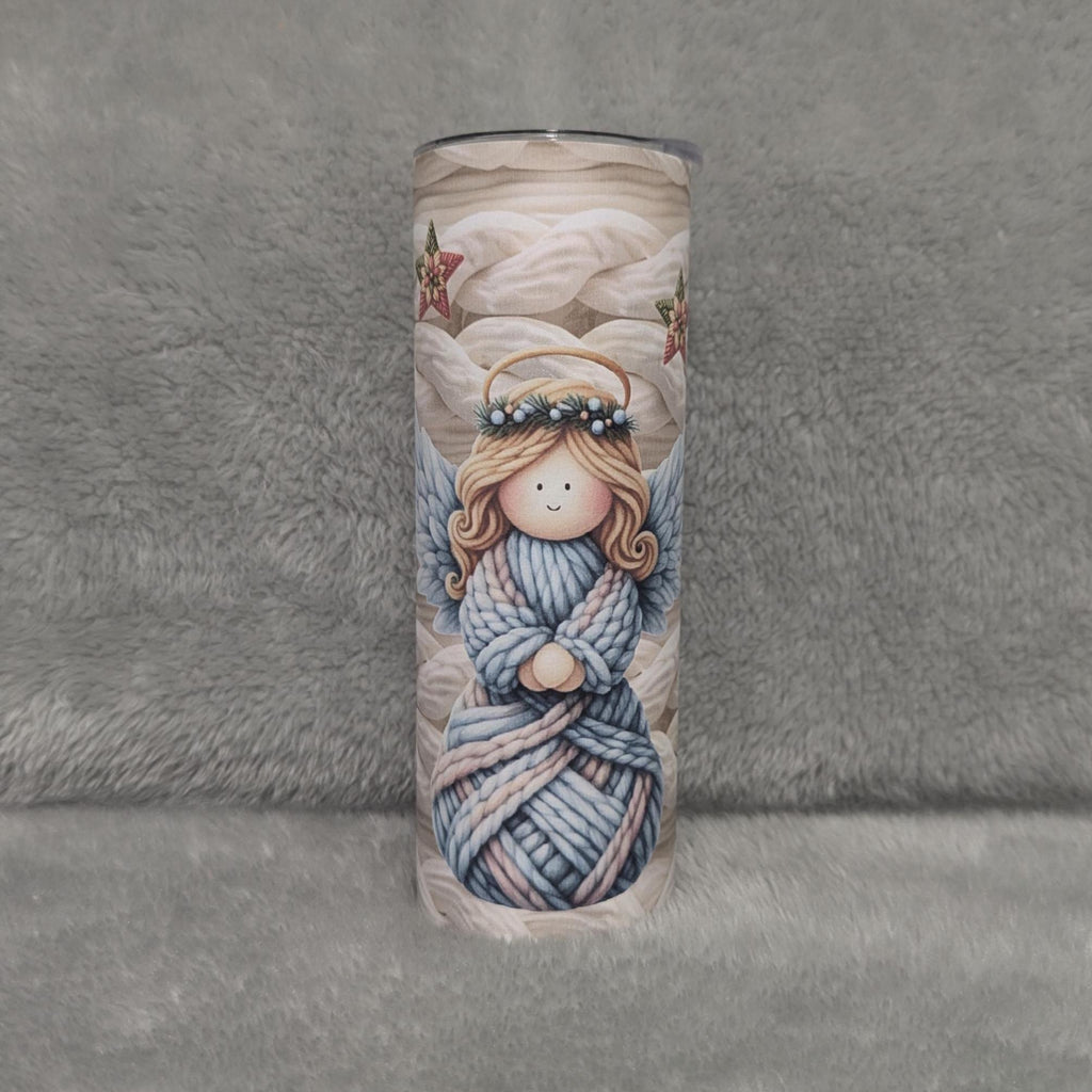 Faux Yarn Angel Tumbler 20oz With Reusable Straw, Can Be Personalized