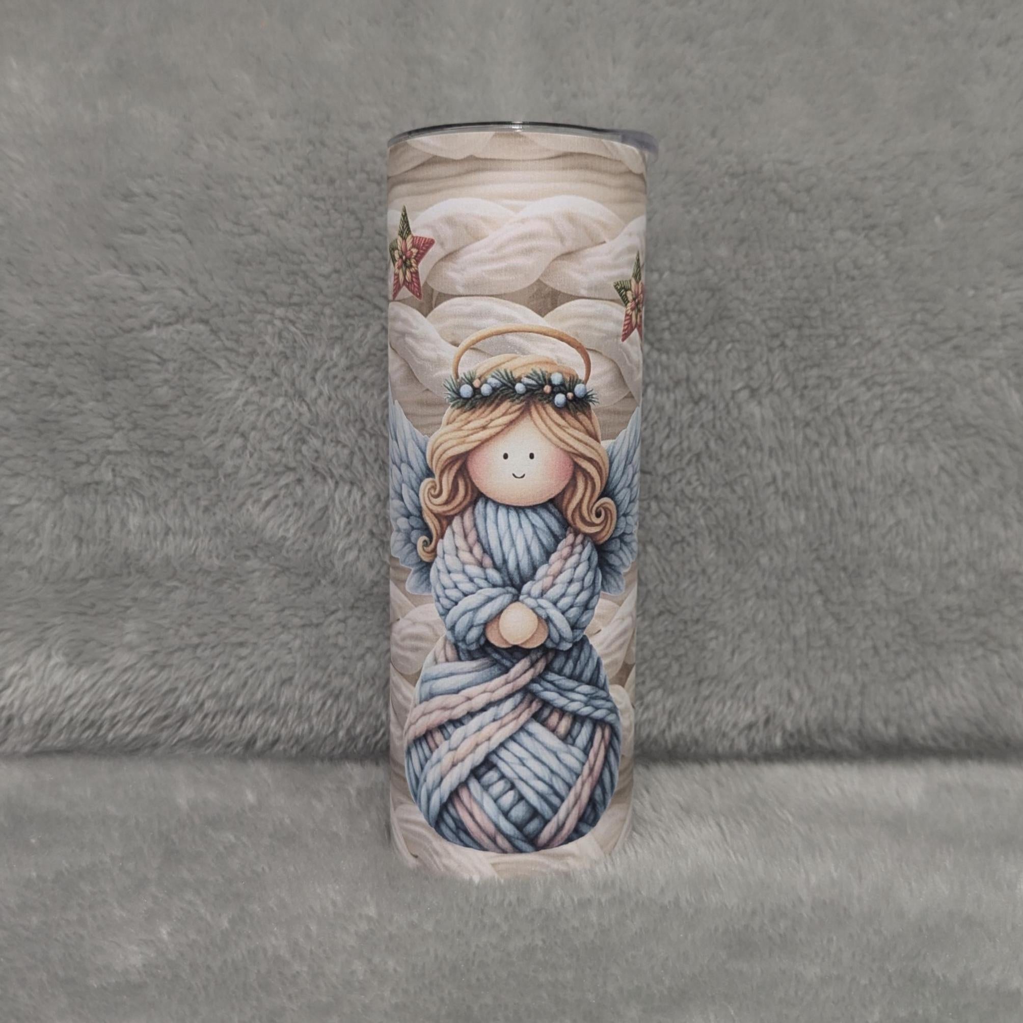 Faux Yarn Angel Tumbler 20oz With Reusable Straw, Can Be Personalized