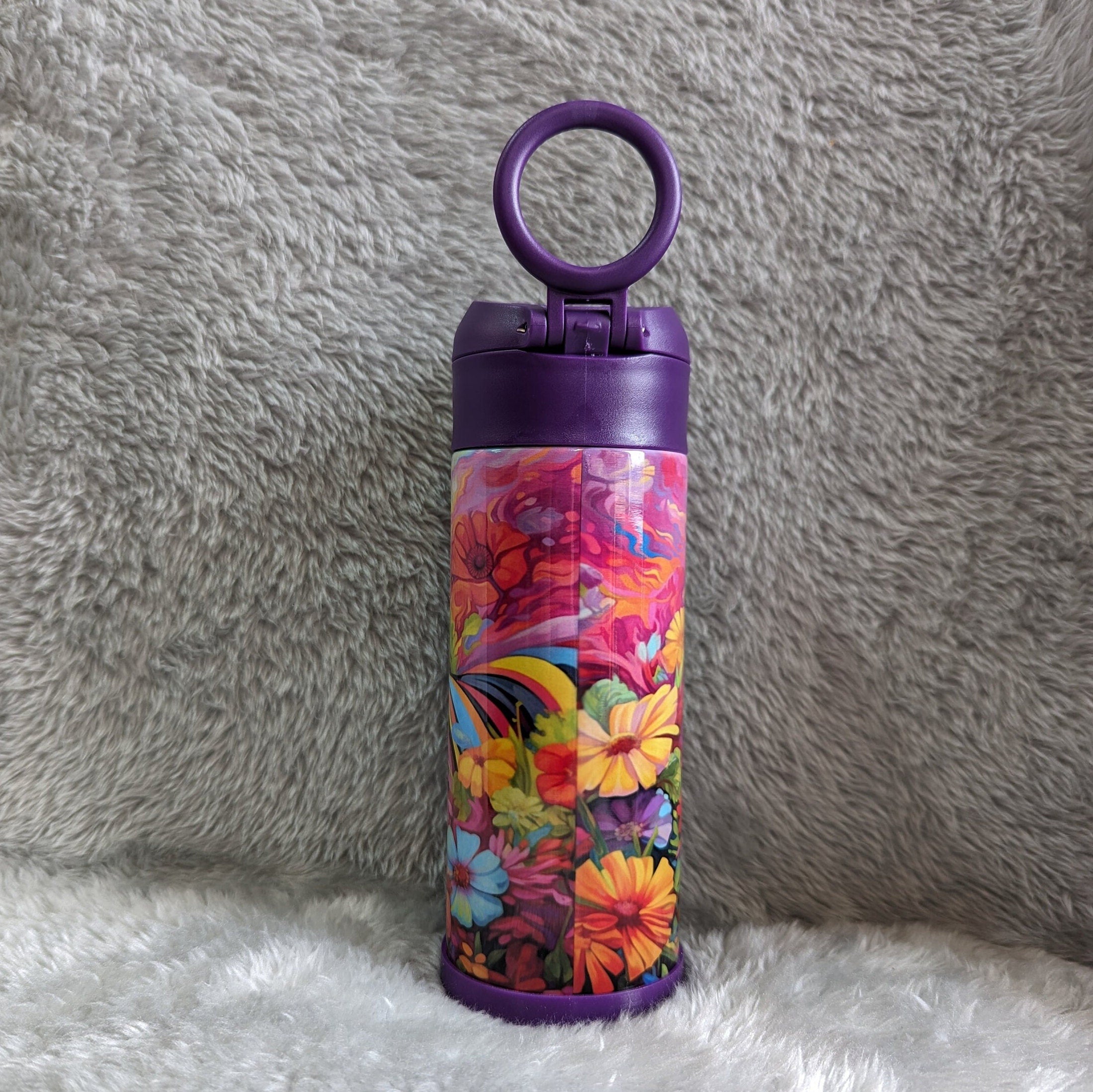Kids Zebra Water Bottle 12oz With Reusable Straw Can Be Personalized