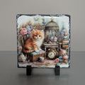 Orange Tabby Kitten Slate Picture With Display Legs