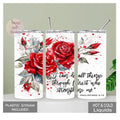 Bible Verse Philippians 4:13, Christian Tumbler 20oz With Reusable Straw