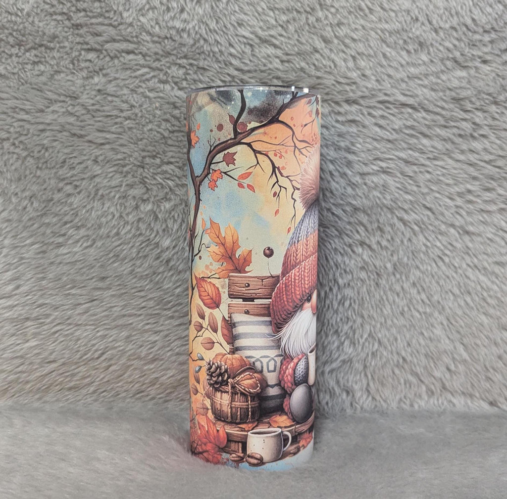 Cute Autumn/Fall Gnome Tumbler 20oz With Reusable Straw, Can Be Personalized