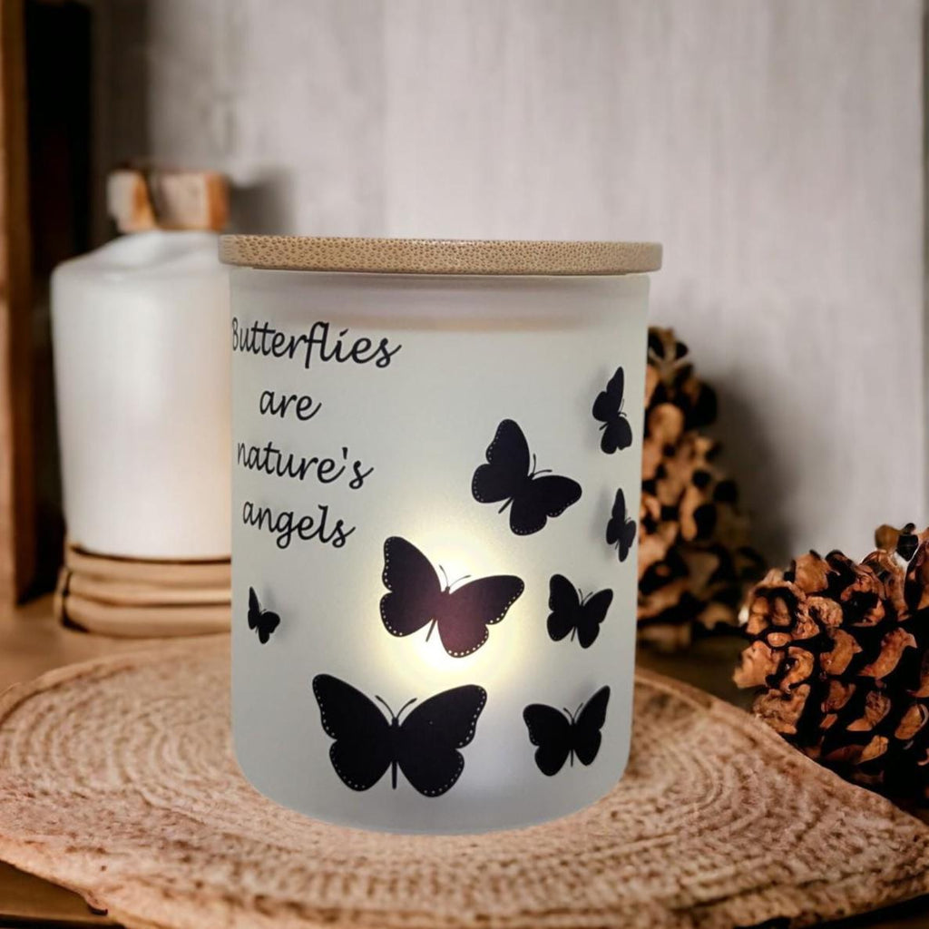 Butterflies are Nature's Angels Butterfly Candle Holder With A Battery Operated Flickering Tea Light
