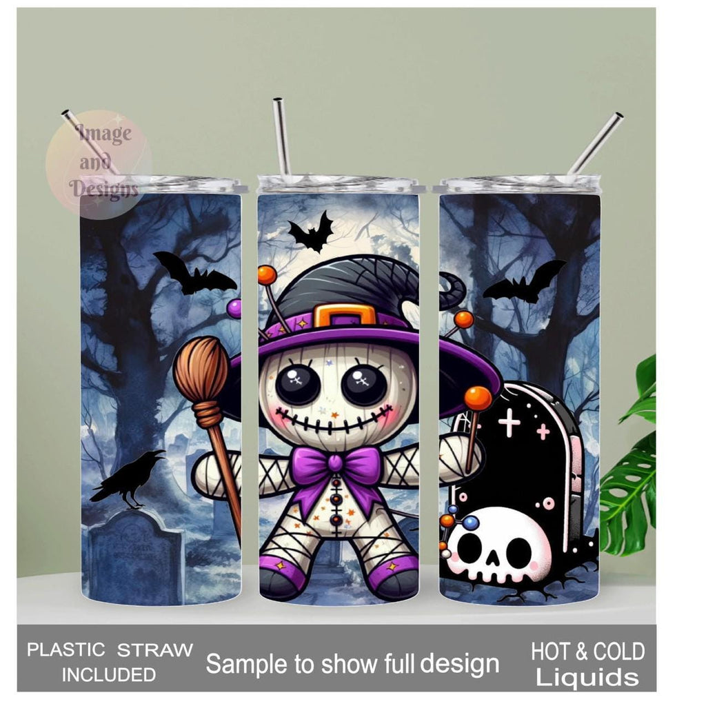 Halloween Voodoo Mummy Tumbler 20oz With Reusable Straw, Can Be Personalized