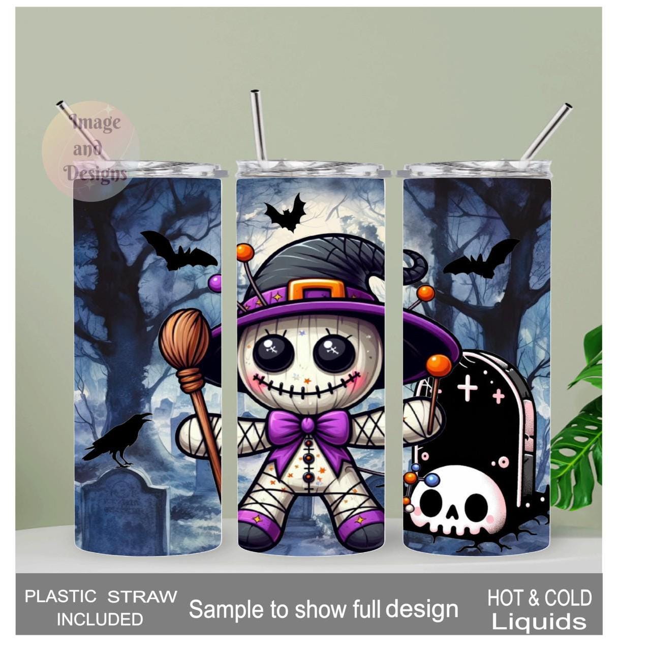 Halloween Voodoo Mummy Tumbler 20oz With Reusable Straw, Can Be Personalized