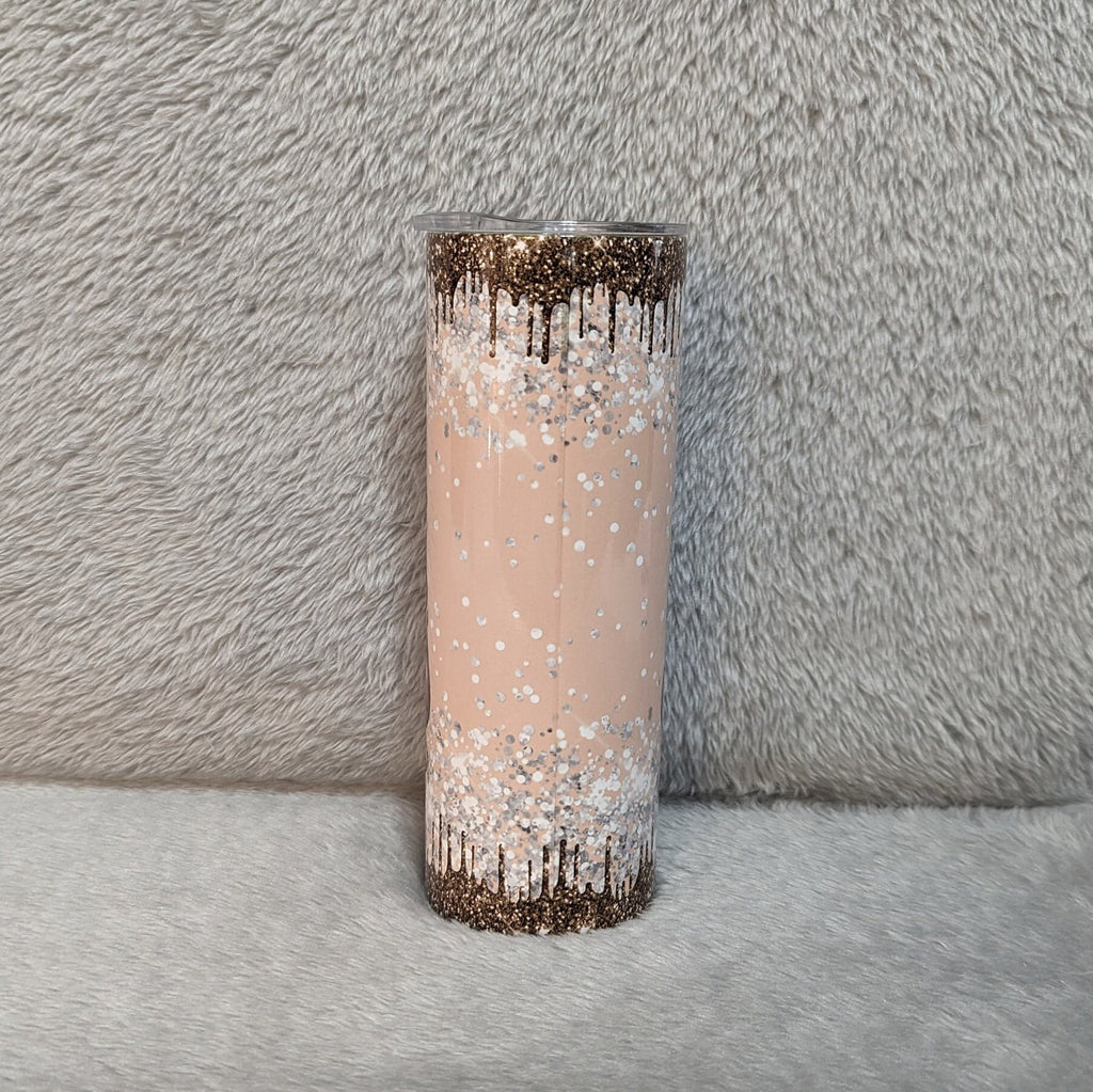 Coffee Gnome Tumbler With A Glitter Drip Design 20oz With Reusable Straw, Can Be Personalized