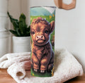 Baby Highland Cow Tumbler 20oz With Reusable Straw, Can Be Personalized