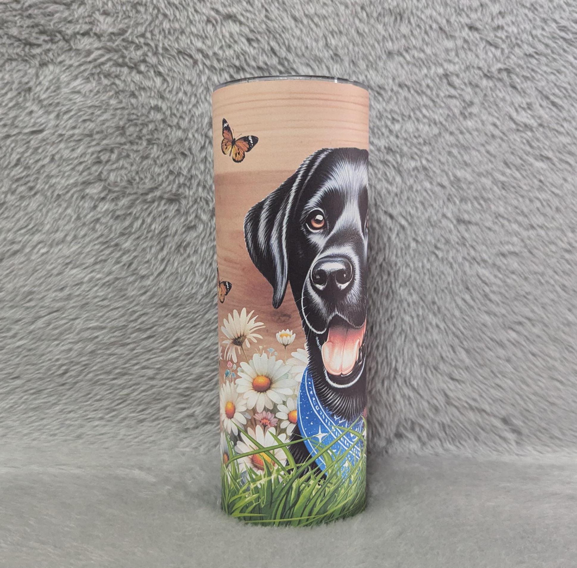 Black Labrador Dog Tumbler 20oz With Reusable Straw, Can Be Personalized