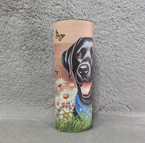 Black Labrador Dog Tumbler 20oz With Reusable Straw, Can Be Personalized