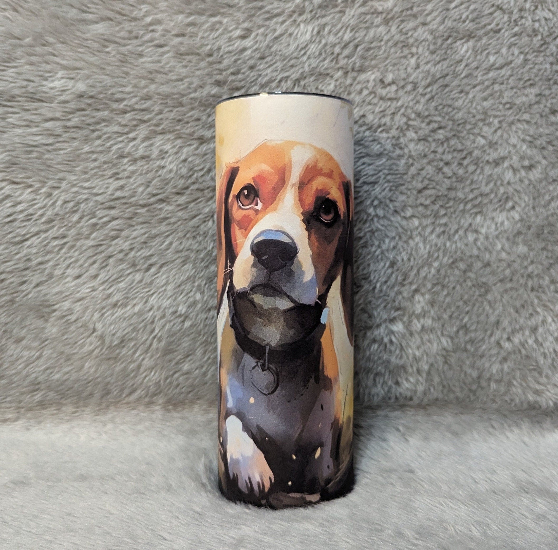 Beagle Puppy Tumbler 20oz With Reusable Straw, Can Be Personalized