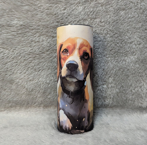 Beagle Puppy Tumbler 20oz With Reusable Straw, Can Be Personalized
