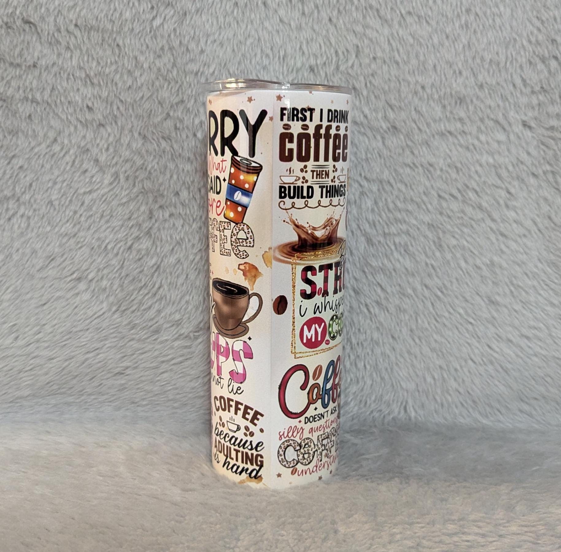 Coffee Affirmation Tumbler with Straw 20oz With Reusable Straw
