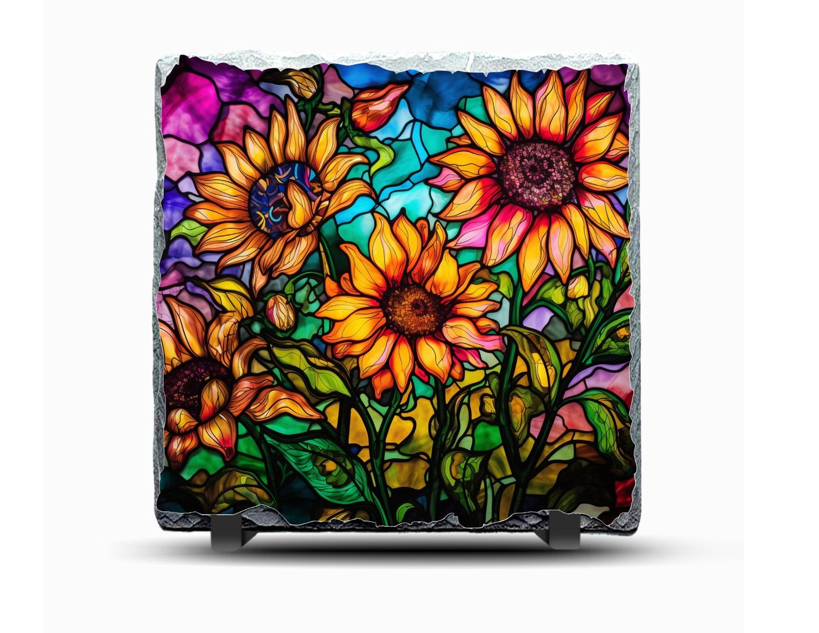 Slate Sunflower Picture With Display Legs