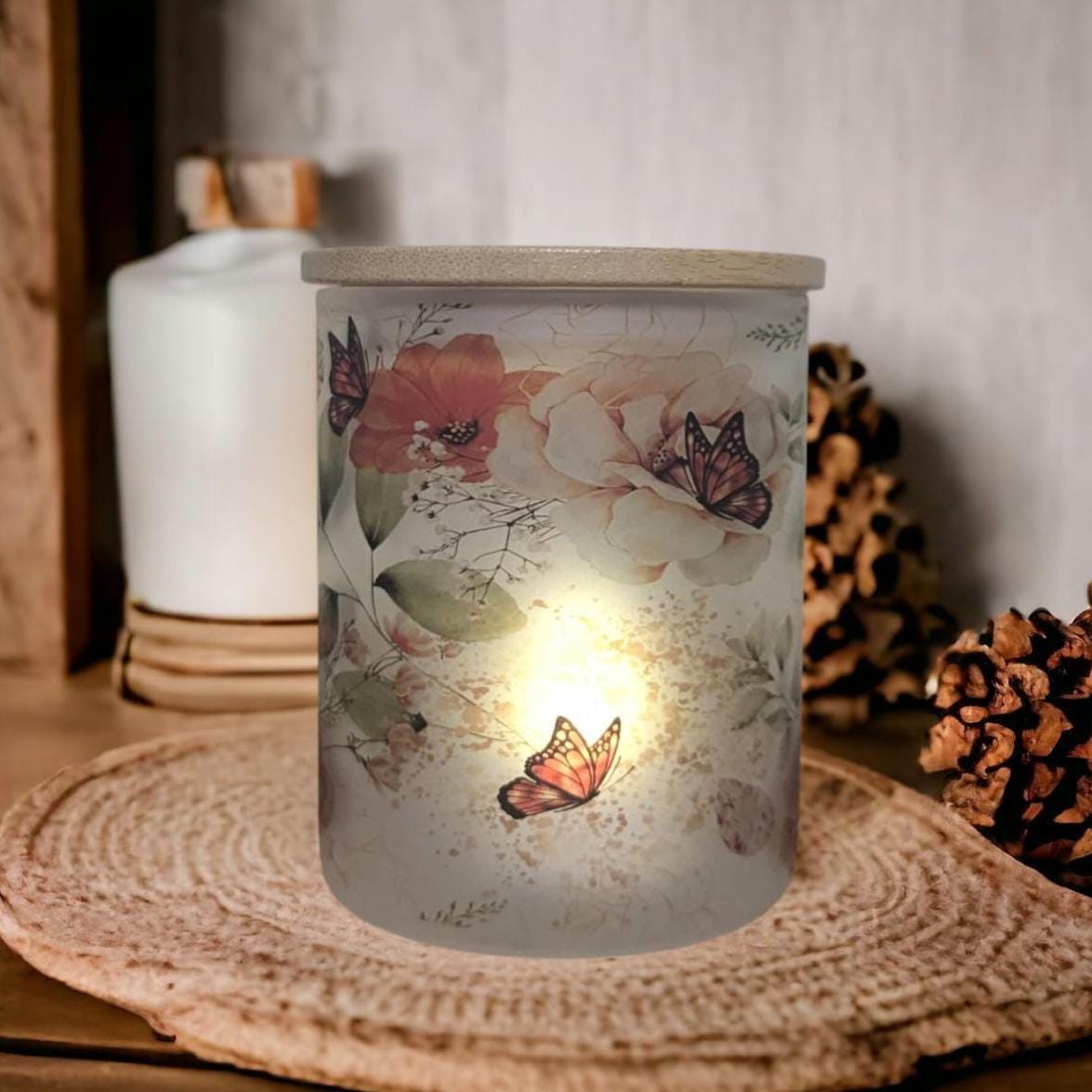 Monarch Butterfly Candle Holder With A Battery Operated Flickering Tea Light