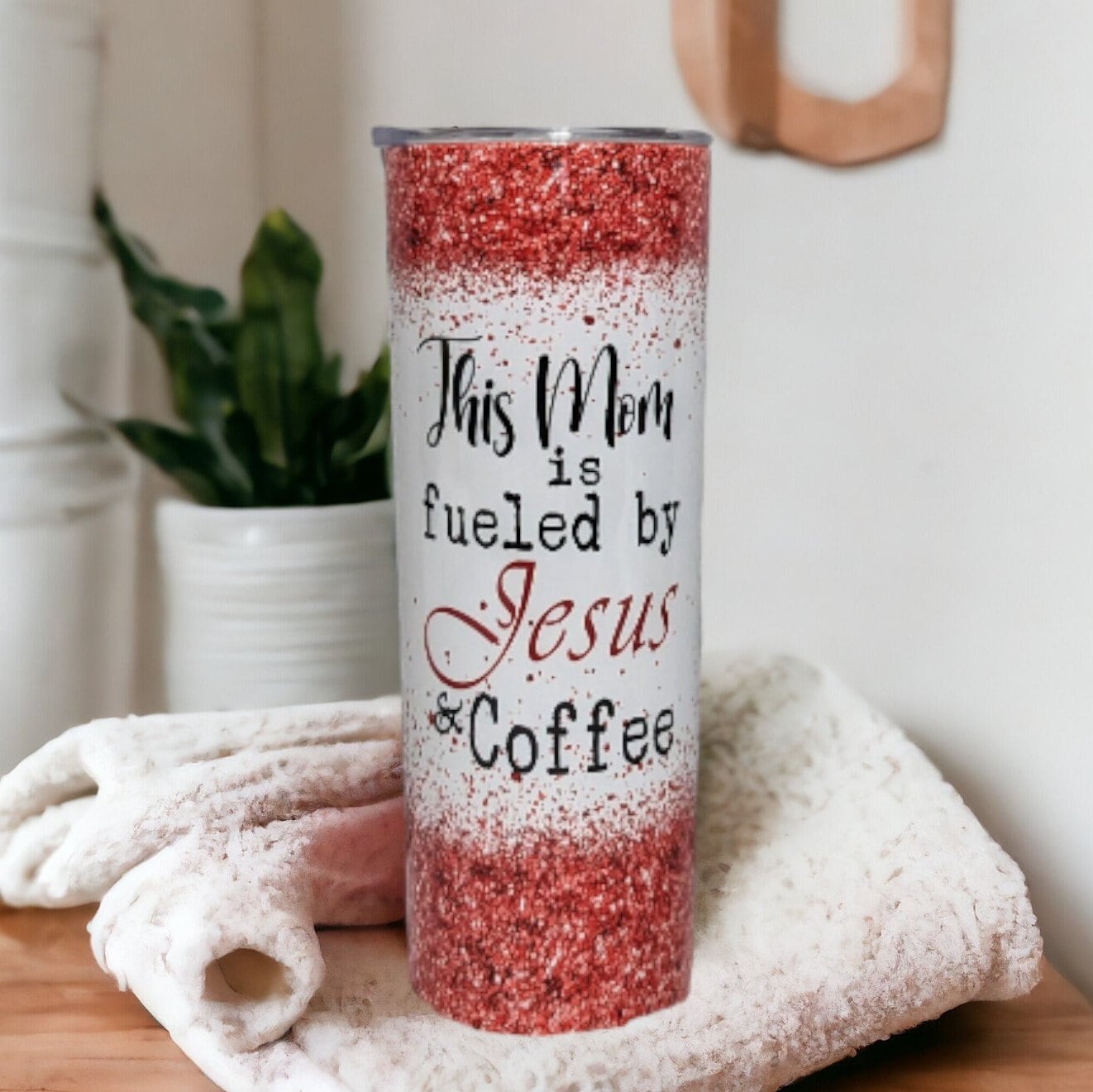 This Mom Is Fueled By Jesus and Coffee Religious Tumbler 20oz With Reusable Straw