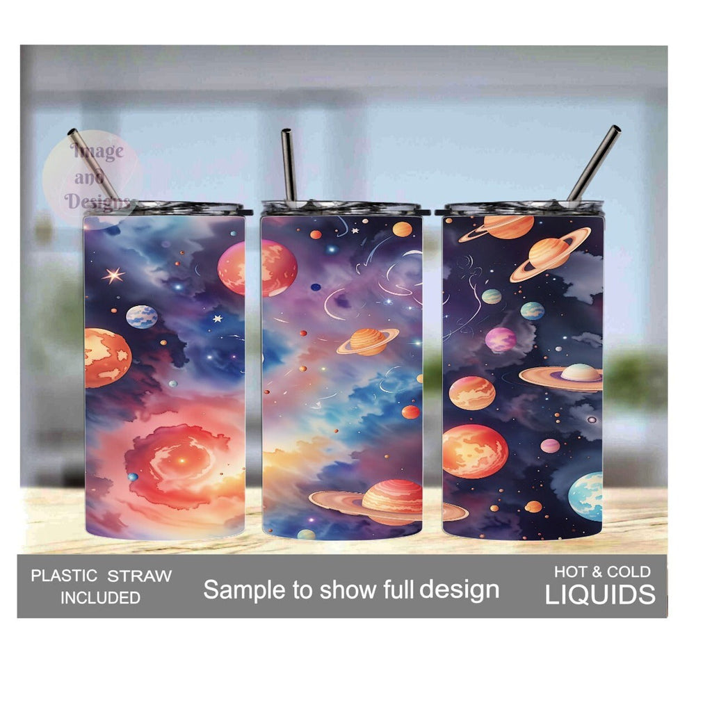 Kids Space Galaxy Tumbler 15oz With Reusable Straw, Can Be Personalized