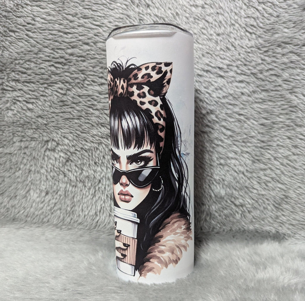 Nope Not Today Girl Tumbler 20oz With Reusable Straw, Can Be Personalized