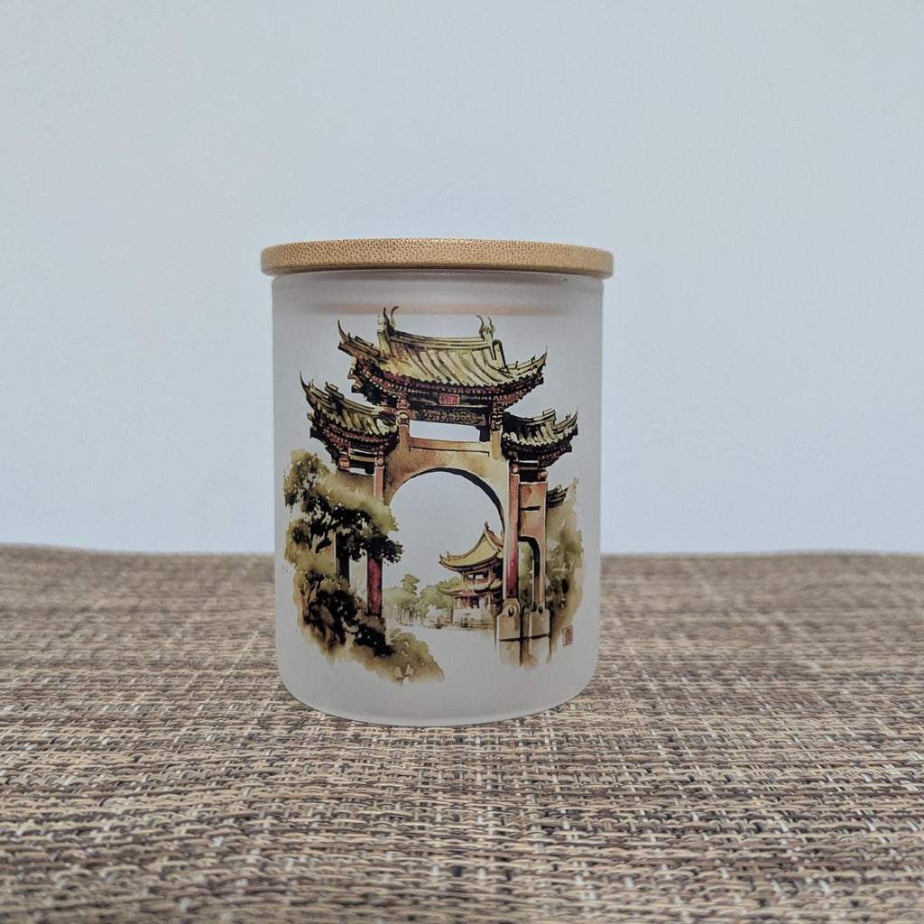 Chinese Gate Candle Holder with Battery Operated Flickering Tea Light