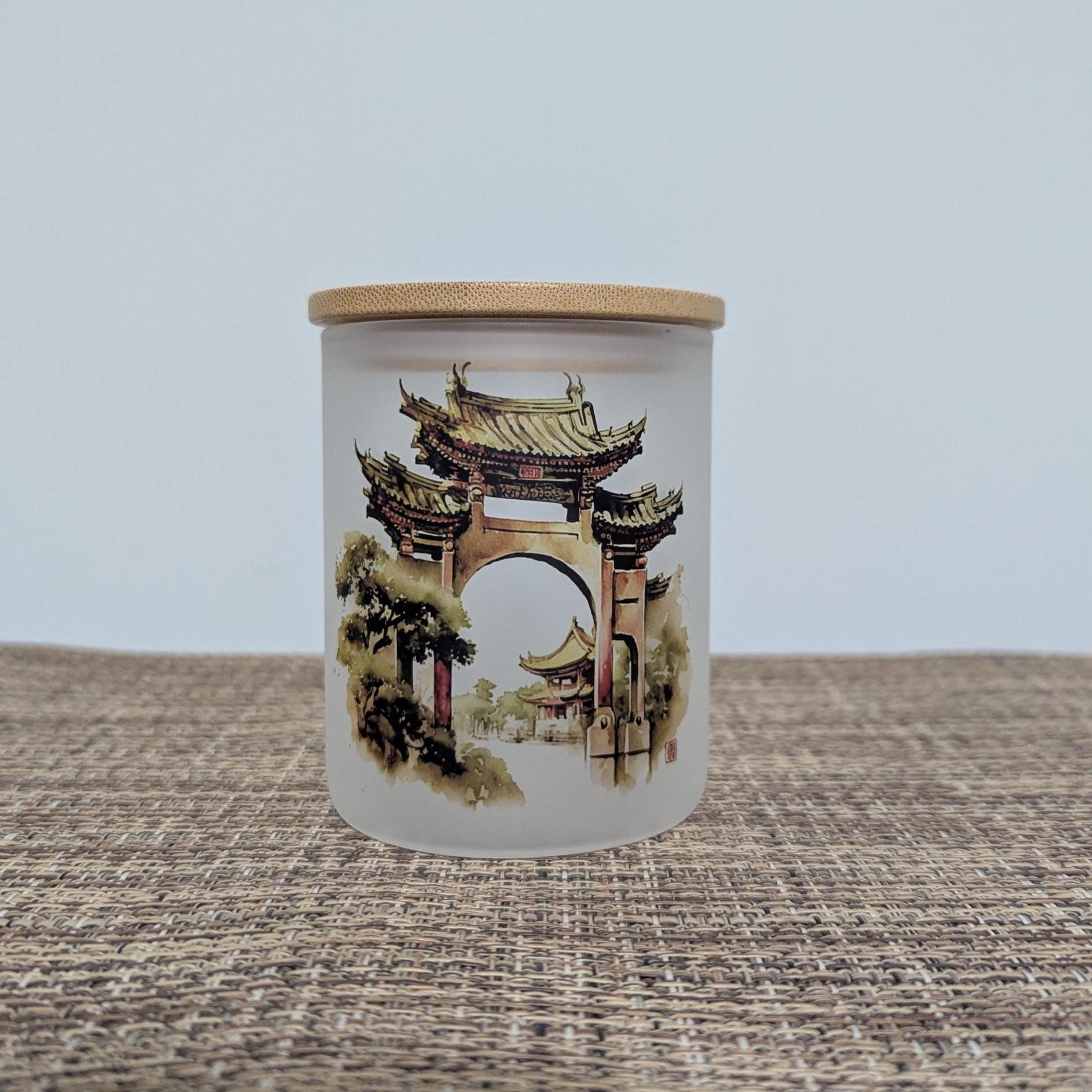 Chinese Gate Candle Holder with Battery Operated Flickering Tea Light