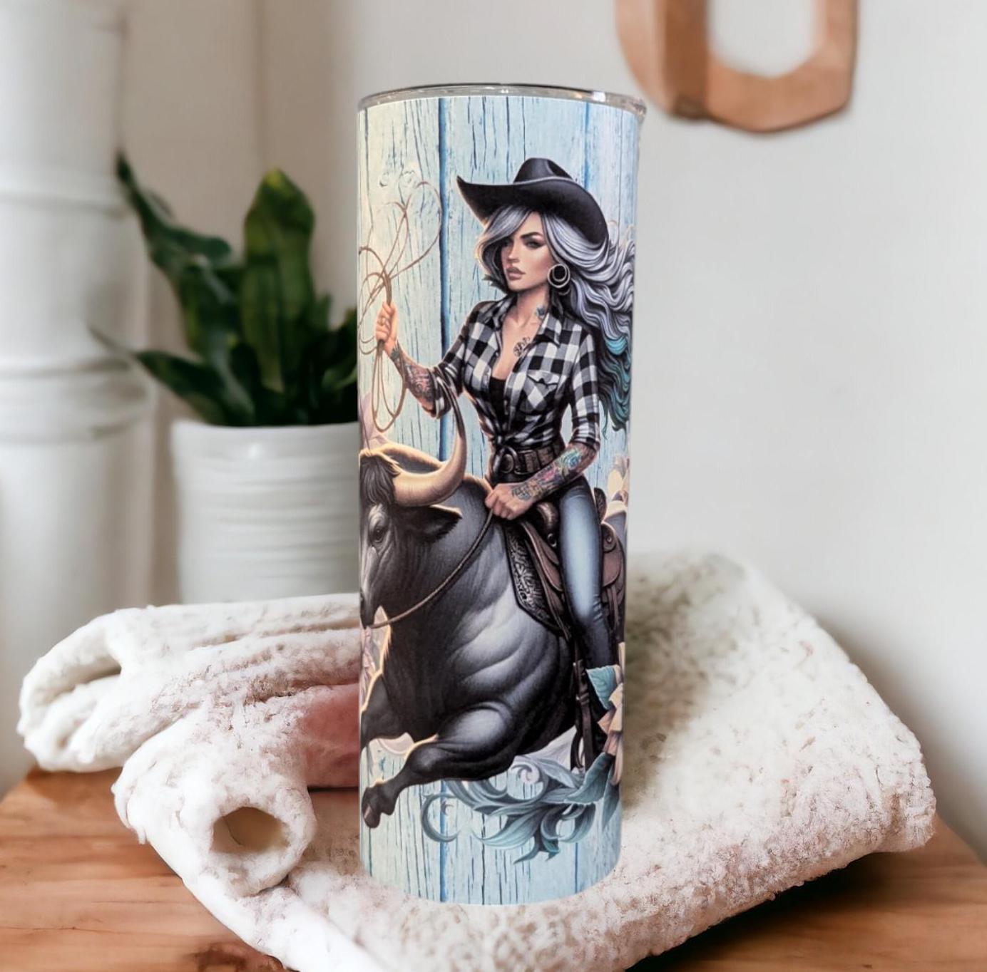 Rodeo Girl Tumbler 20oz With Reusable Straw, Can Be Personalized
