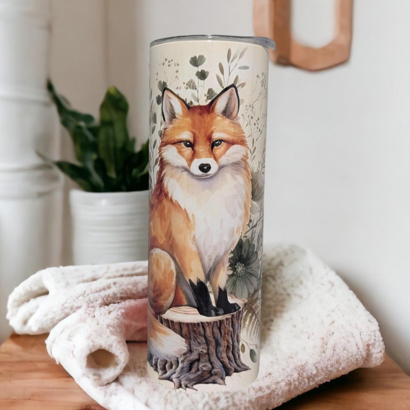 Boho Fox Tumbler 20oz With Reusable Straw, Can Be Personalized