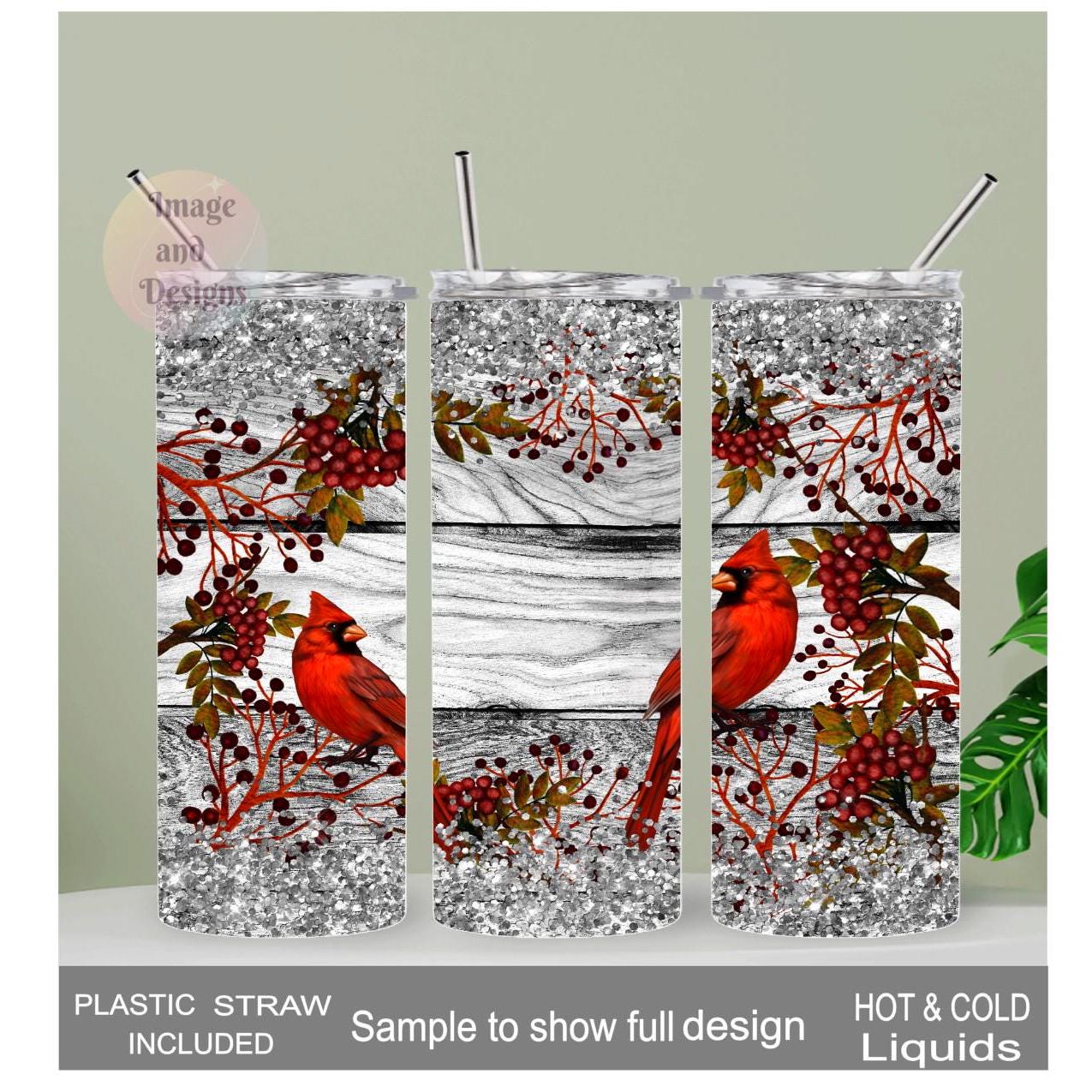 Cardinal Tumbler 20oz With Reusable Straw, Can Be Personalized