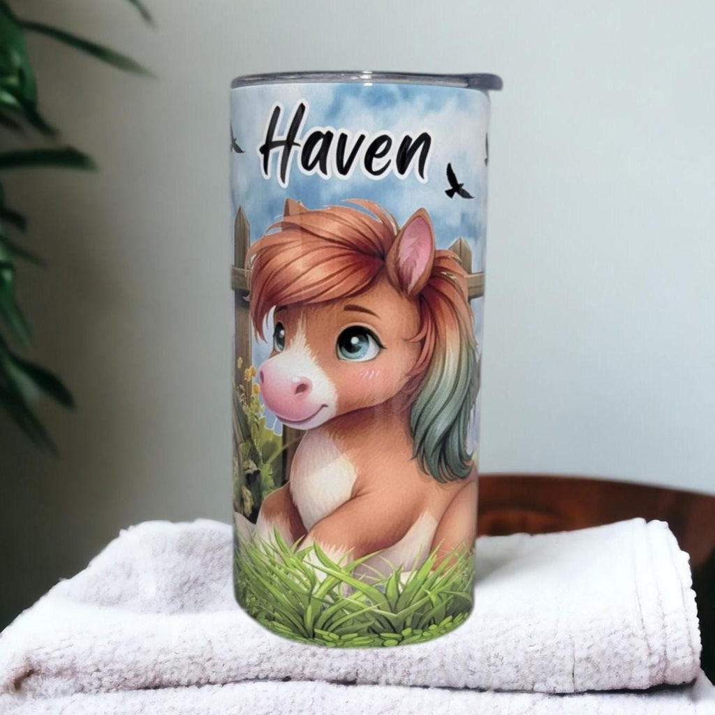 Kids Pony Tumbler 15oz With Reusable Straw, Can Be Personalized