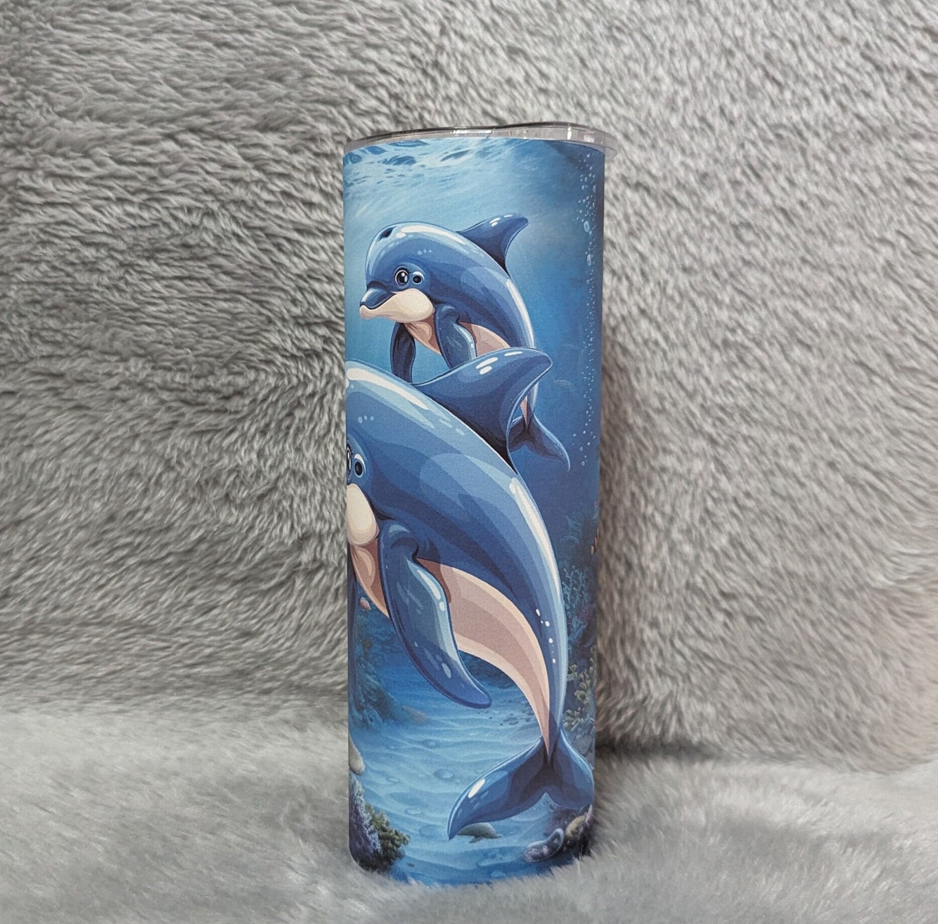 Dolphin Tumbler 20oz With Reusable Straw, Can Be Personalized