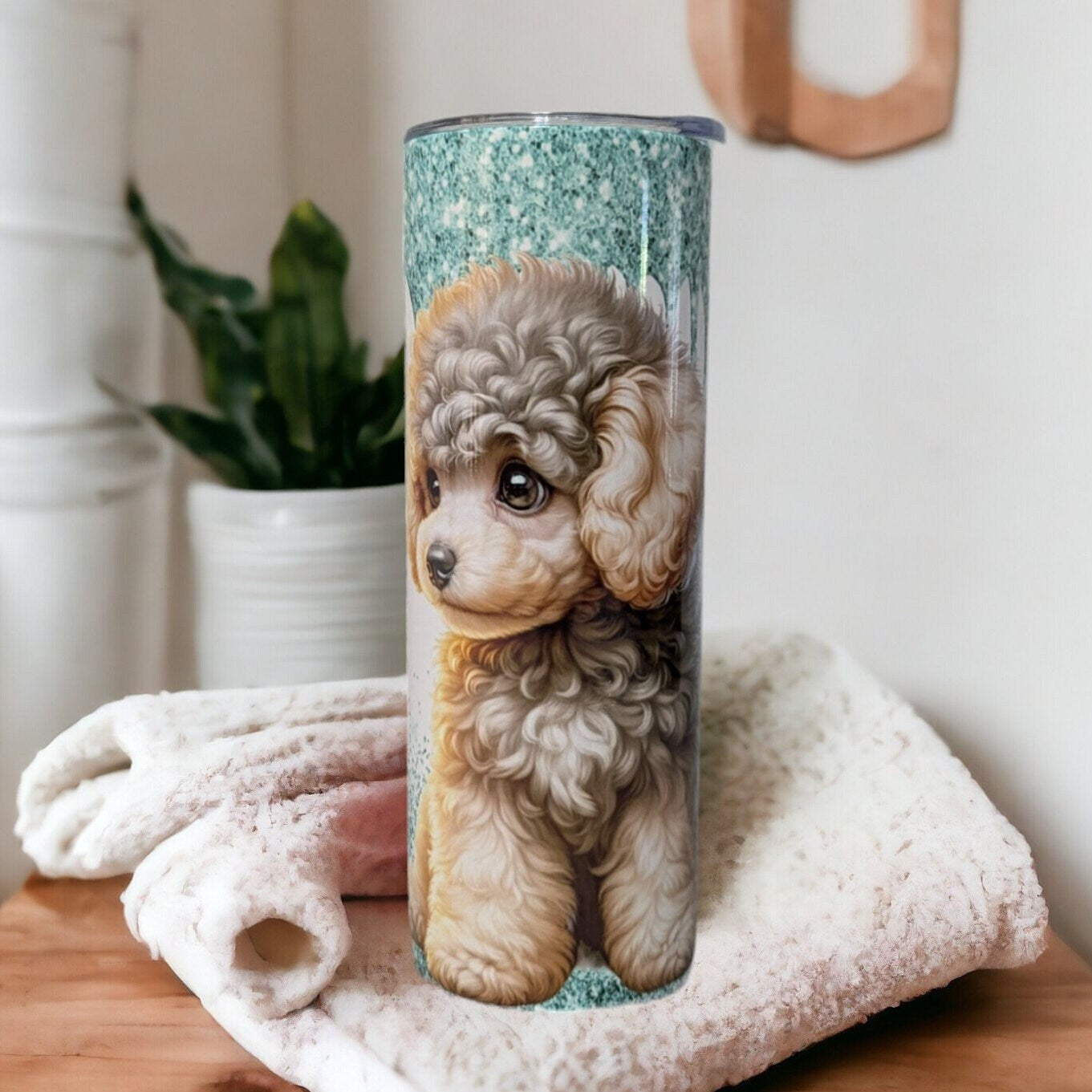 Pretty Poodle Tumbler 20oz With Reusable Straw, Can Be Personalized