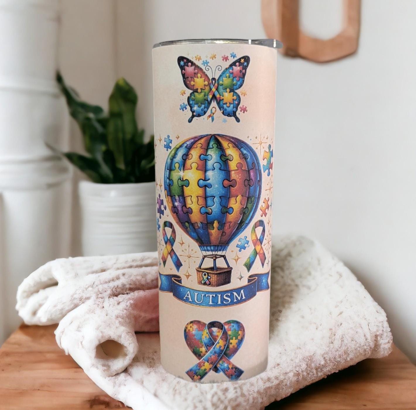 Autism Awareness Affirmation Tumbler 20oz With Reusable Straw, Can Be Personalized