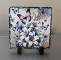 Slate Butterfly Picture with Butterflies and Lavender Lilies With Display Legs