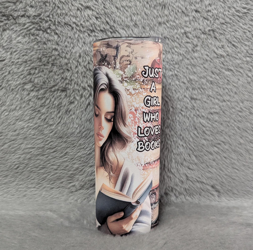 Just A Girl Who Loves Books 20oz Tumbler Can Be Personalized