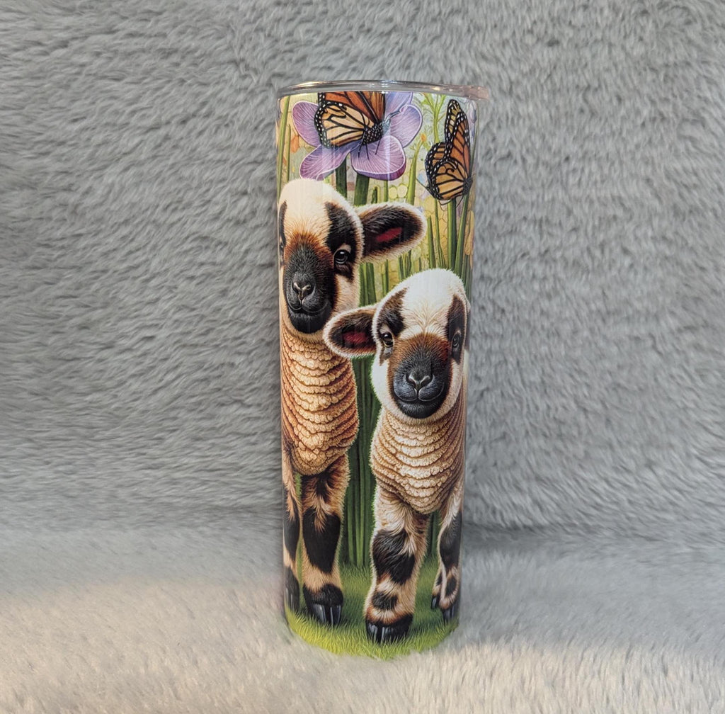 Adorable Lamb Tumbler 20oz With Reusable Straw, Can Be Personalized