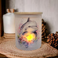 Floral dolphin Candle Holder With A Battery Operated Flickering Tea Light
