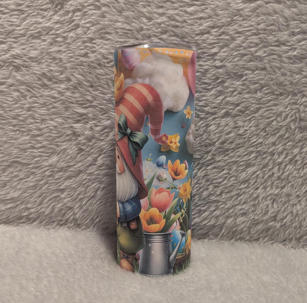 Cute Easter Gnome Tumbler 20oz With Reusable Straw, Can Be Personalized