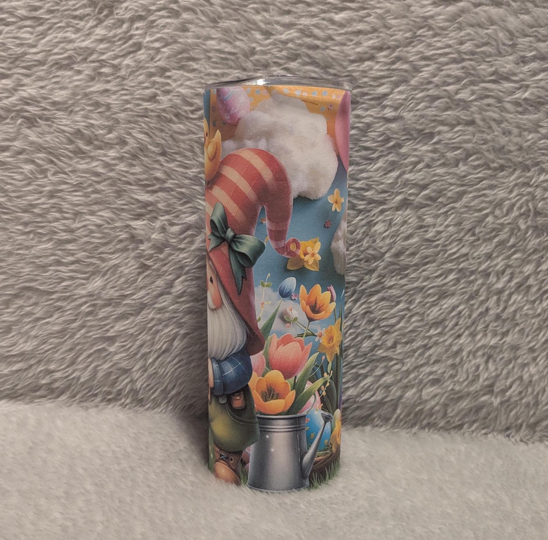 Cute Easter Gnome Tumbler 20oz With Reusable Straw, Can Be Personalized