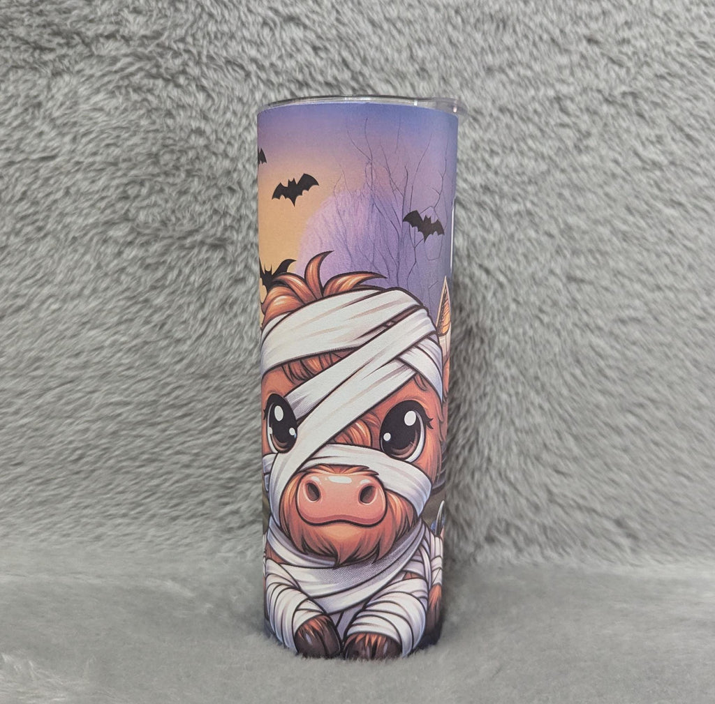 Halloween Highland Cow 20oz Tumbler Can be Personalized