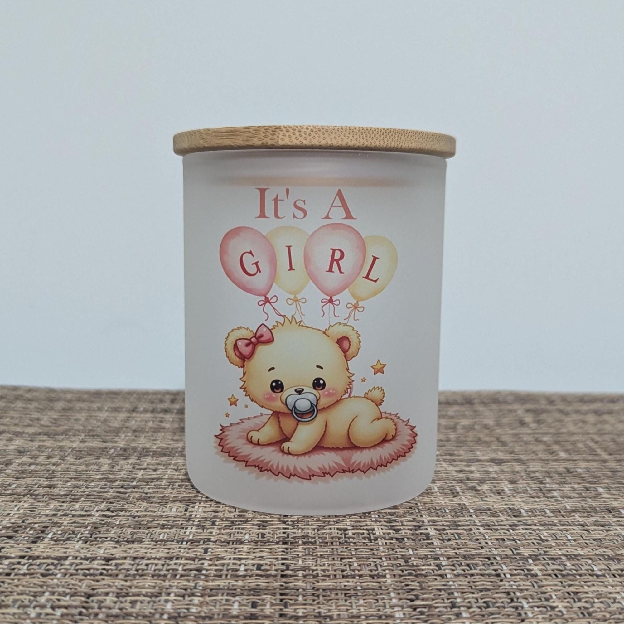 It's A Girl Candle Holder With A Battery Operated Flickering Tea Light