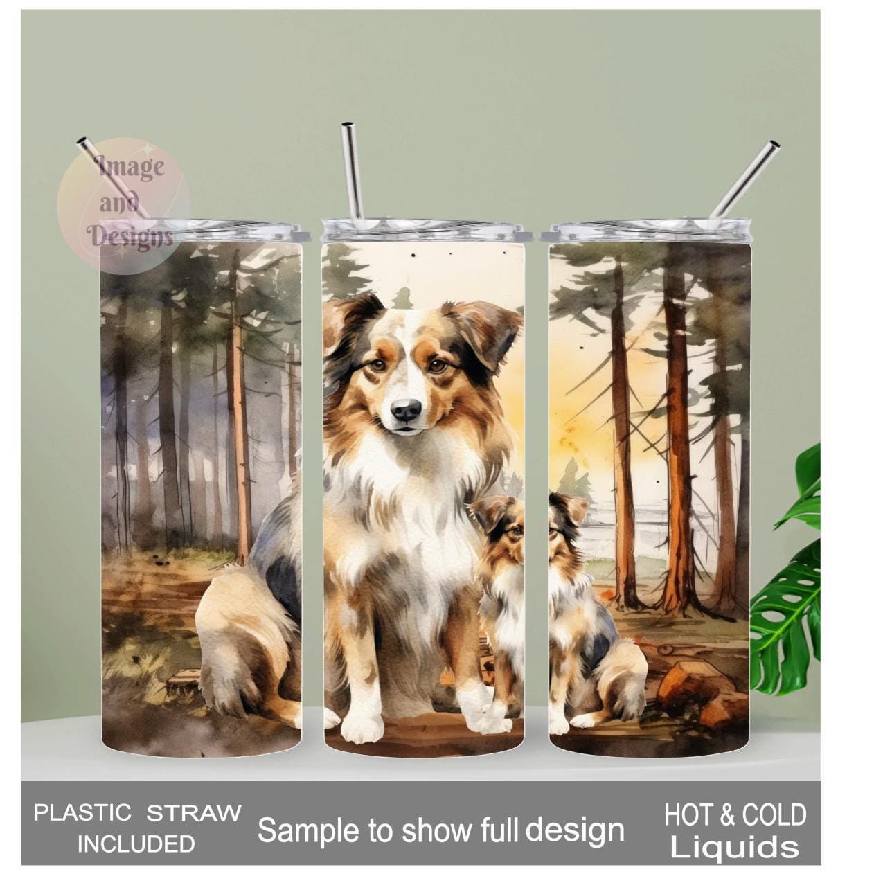 Australian Shepherd Tumbler 20oz With Reusable Straw, Can Be Personalized