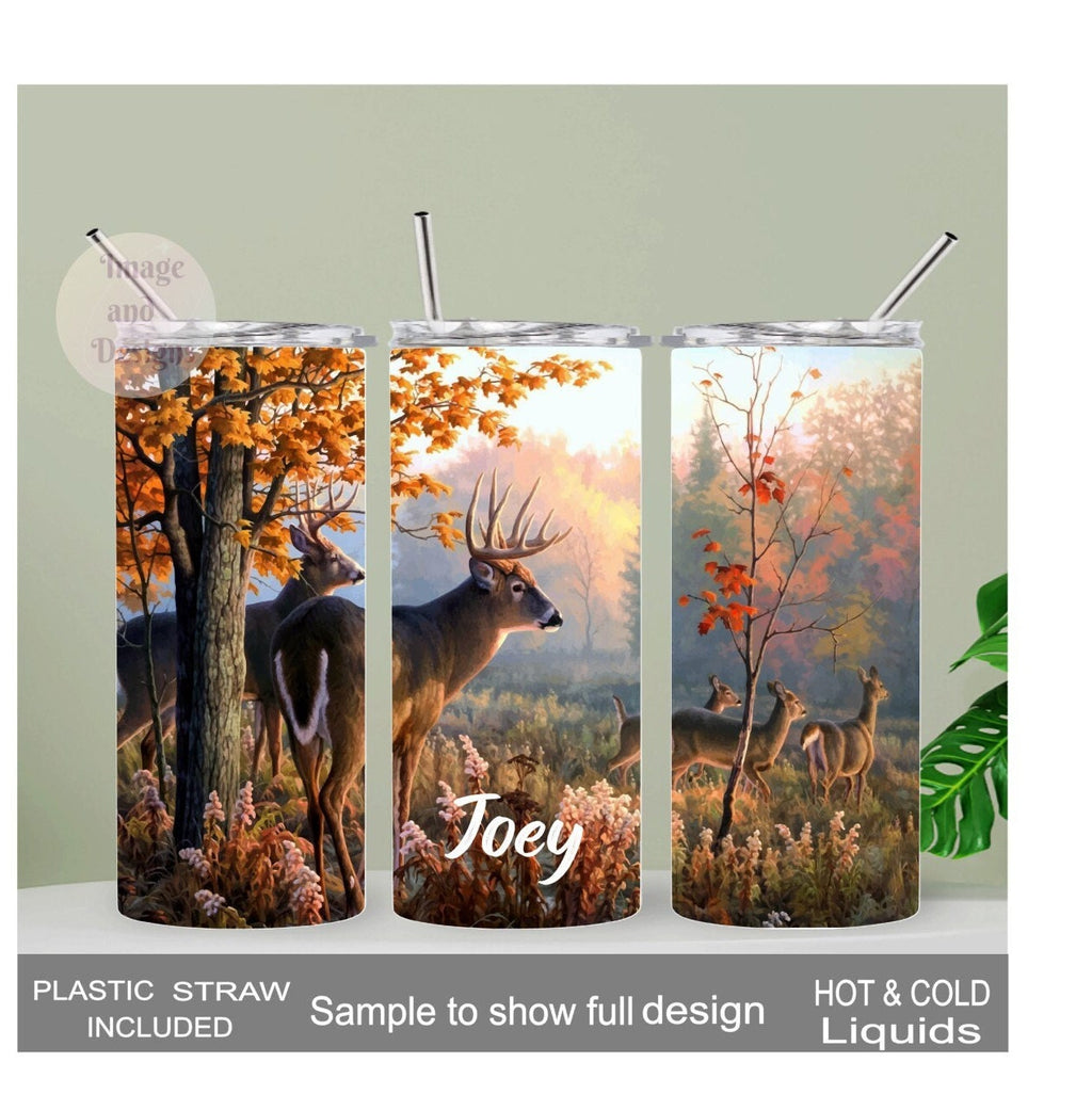 Deer Tumbler 20oz With Reusable Straw, Can Be Personalized
