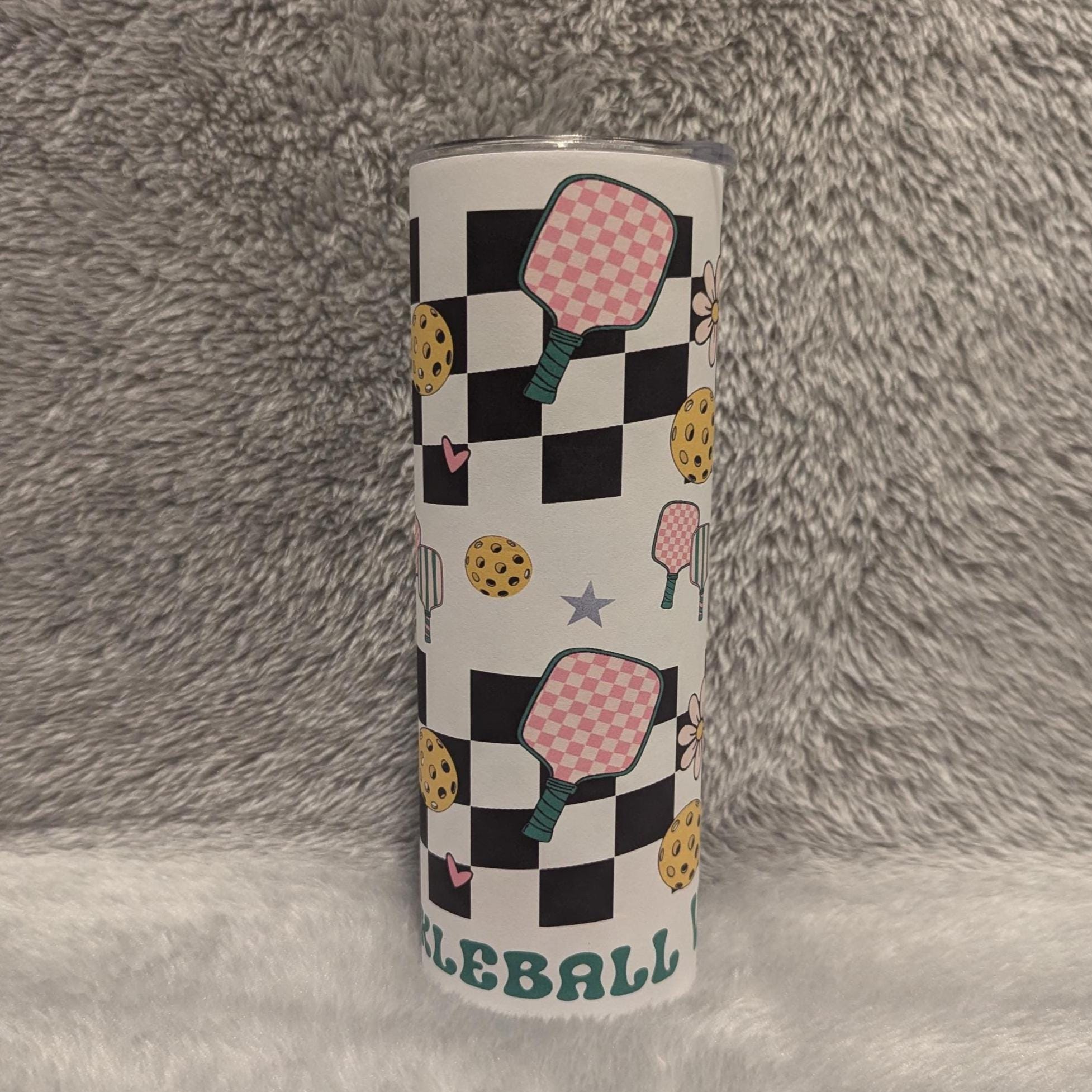 PickleBall Tumbler 20oz With Reusable Straw, Can Be Personalized