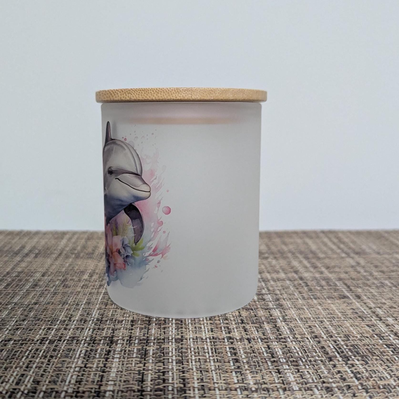 Floral dolphin Candle Holder With A Battery Operated Flickering Tea Light