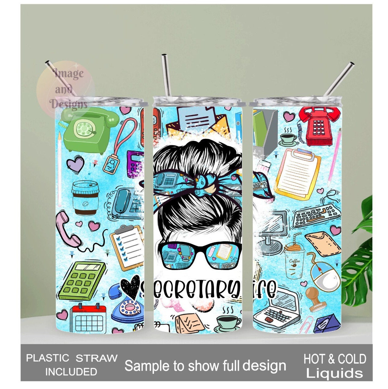 Secretary Life Tumbler 20oz With Reusable Straw, Can Be Personalized