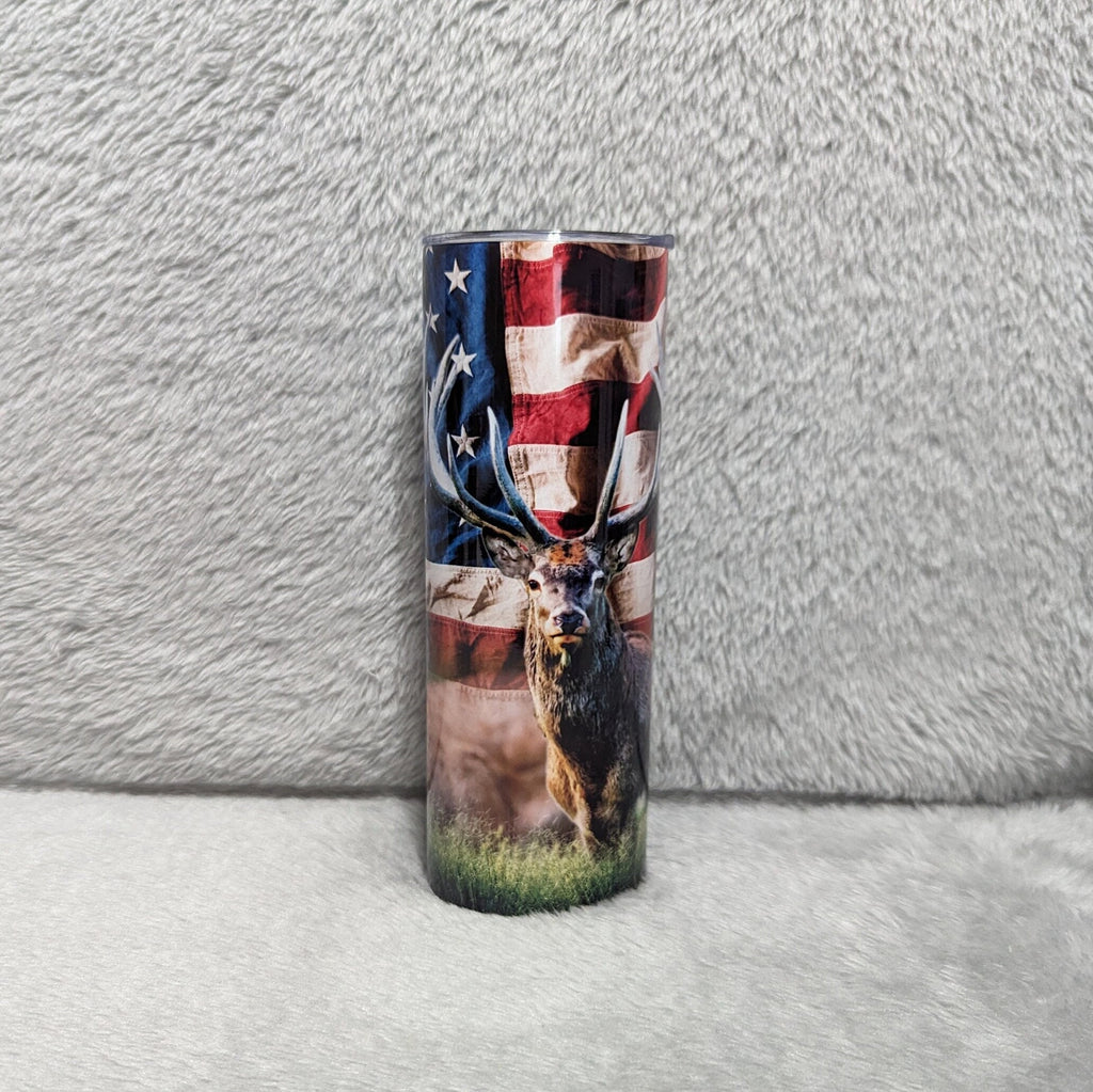 Deer Buck Tumbler 20oz With Reusable Straw, Can Be Personalized